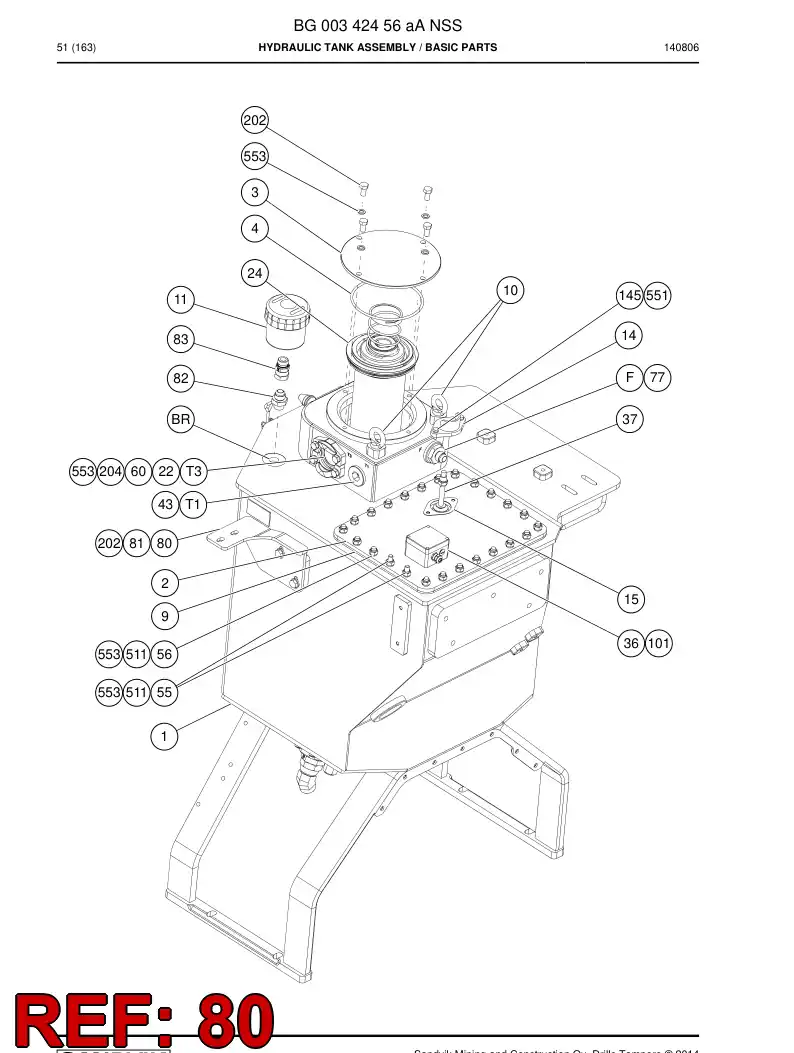 55211328 552 113 28 Plate, Mounting - Sandvik Technical Drawing