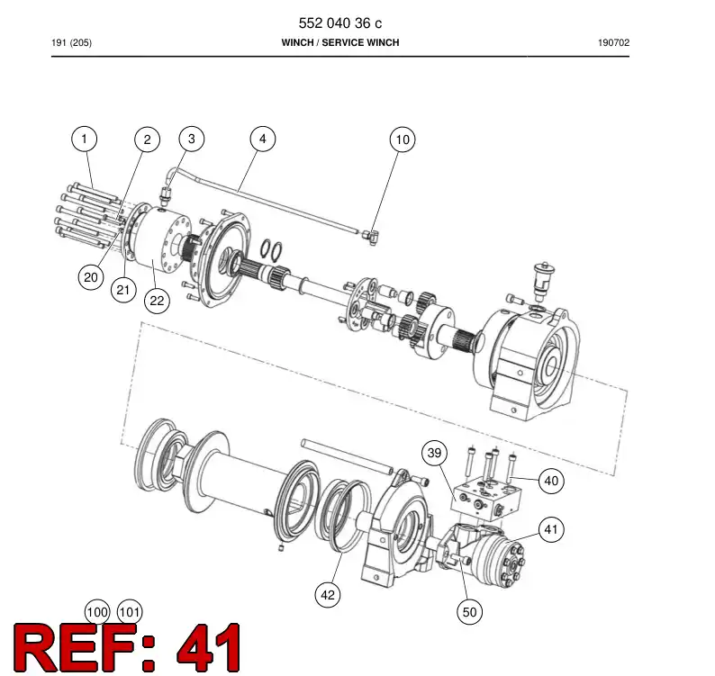 55211401 552 114 01 Motor, Hydraulic - Sandvik Technical Drawing