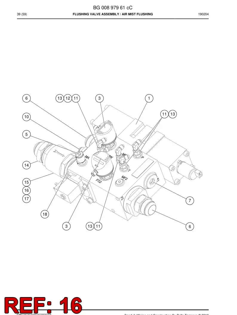 55211596 552 115 96 Adapter, Hydraulic - Sandvik Technical Drawing