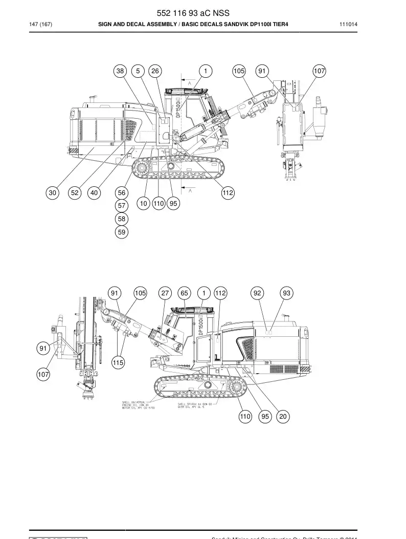 55211693a 552 116 93a SIGN AND DECAL ASSEMBLY - Sandvik Technical Drawing