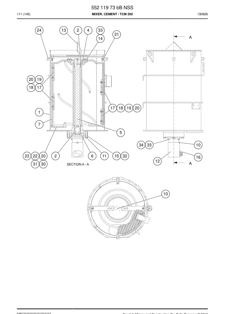 55211973b 552 119 73b Mixer, Cement - Sandvik Technical Drawing