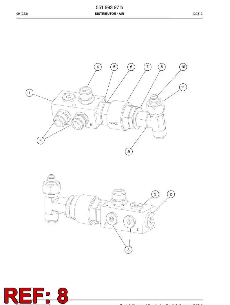 55211981 552 119 81 Adapter, Hydraulic - Sandvik Technical Drawing