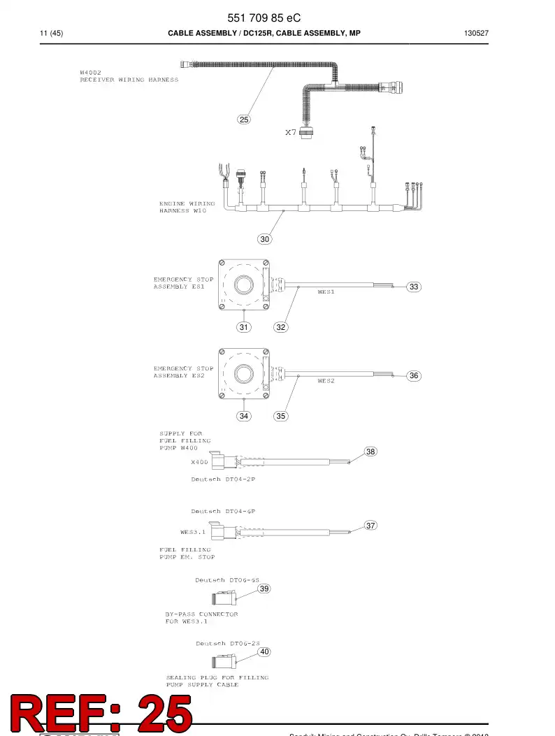 55212406c 552 124 06c Wiring Harness Assembly - Sandvik Technical Drawing