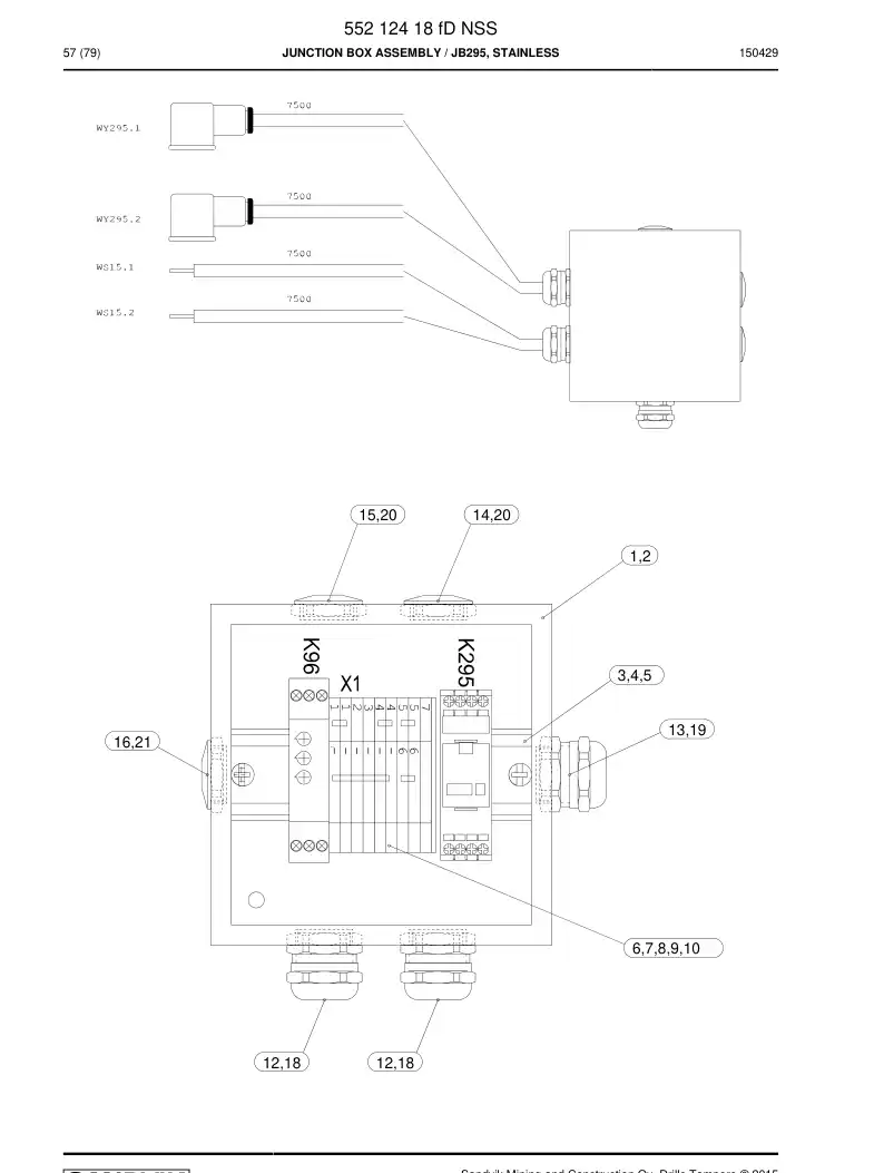 55212418f 552 124 18f Junction Box Assembly - Sandvik Technical Drawing