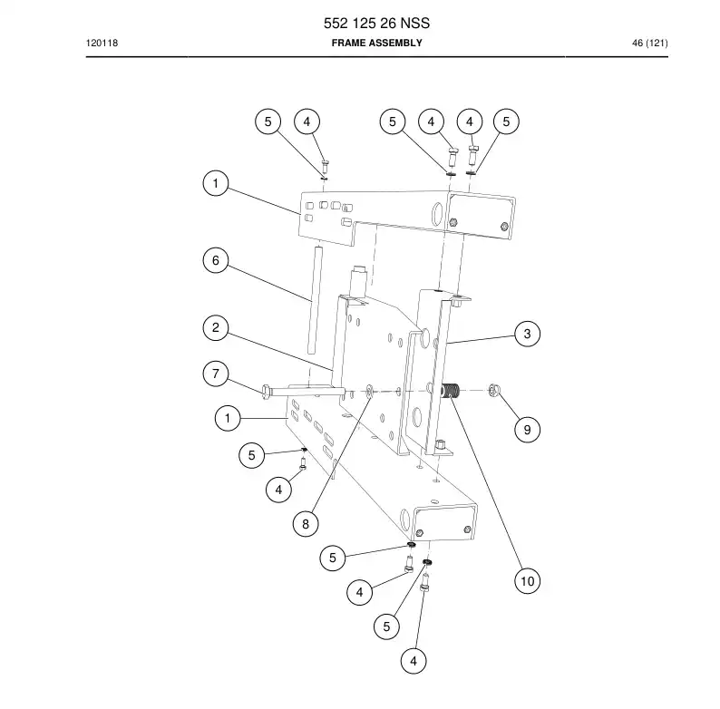 55212526 552 125 26 Frame Assembly - Sandvik Technical Drawing