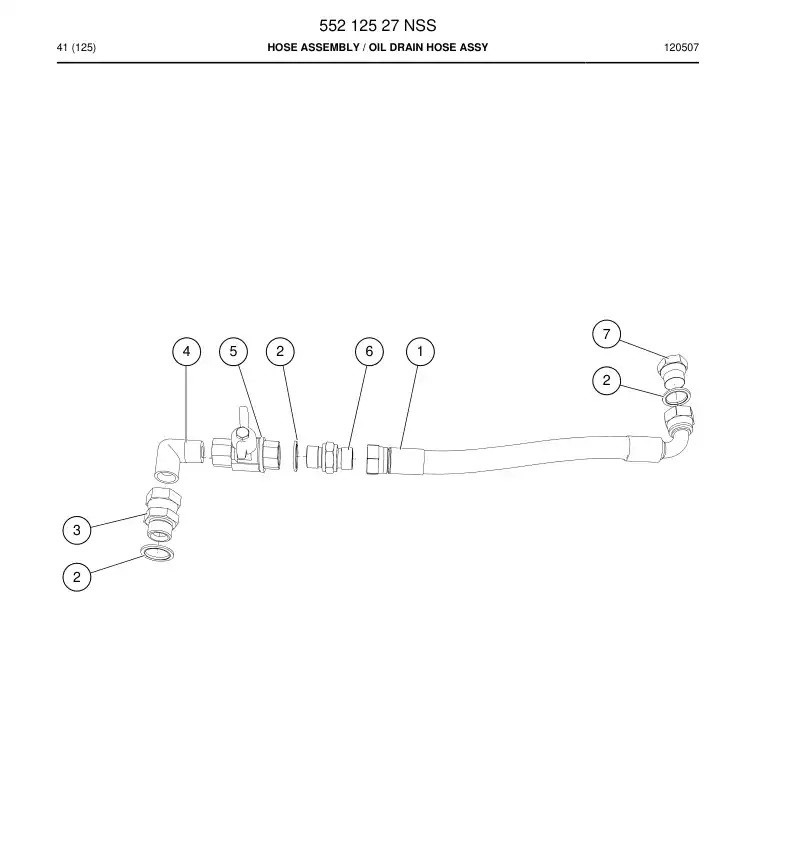 55212527 552 125 27 Hose Assembly - Sandvik Technical Drawing