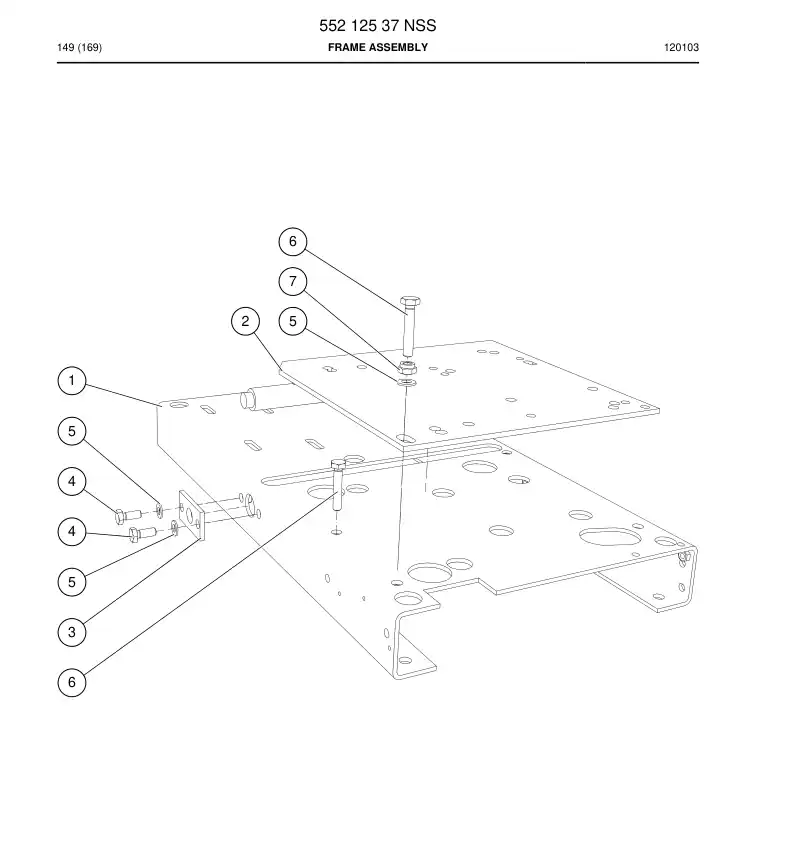 55212537 552 125 37 Frame Assembly - Sandvik Technical Drawing