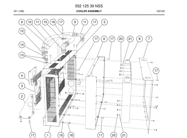 55212539 552 125 39 Cooler Assembly - Sandvik Technical Drawing
