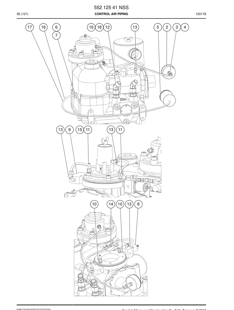55212541 552 125 41 Control, Air Piping - Sandvik Technical Drawing