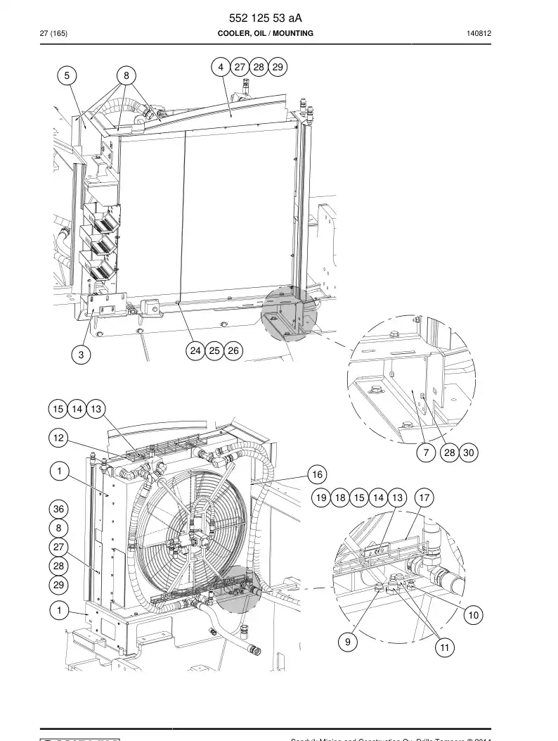 55212553a 552 125 53a Cooler, Oil - Sandvik Technical Drawing