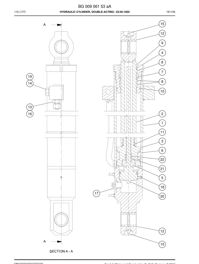 55212593 552 125 93 Seal Kit - Sandvik Technical Drawing