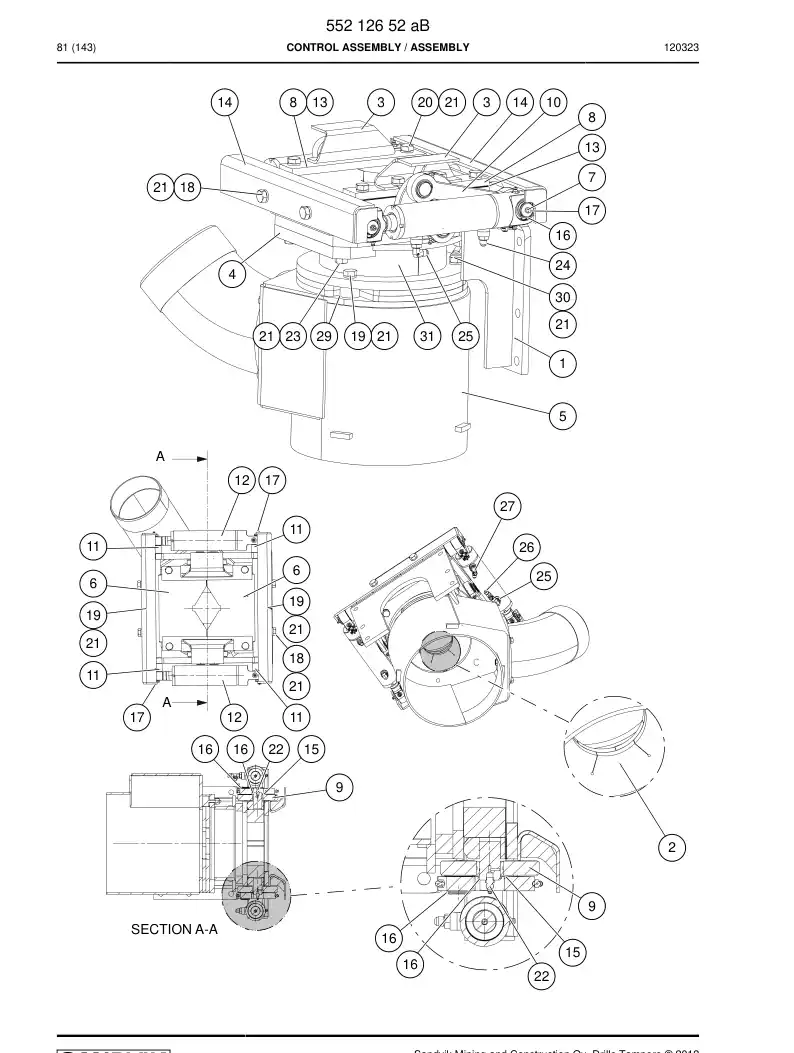 55212652e 552 126 52e Control Assembly - Sandvik Technical Drawing