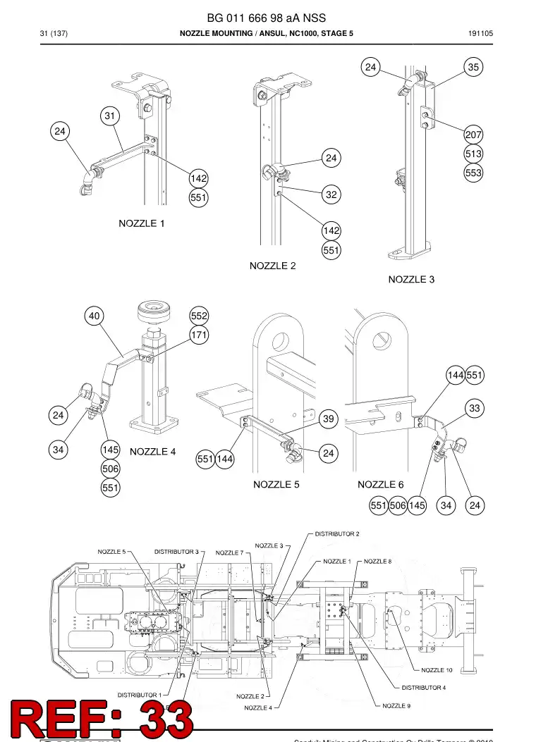55212687 552 126 87 Plate, Mounting - Sandvik Technical Drawing