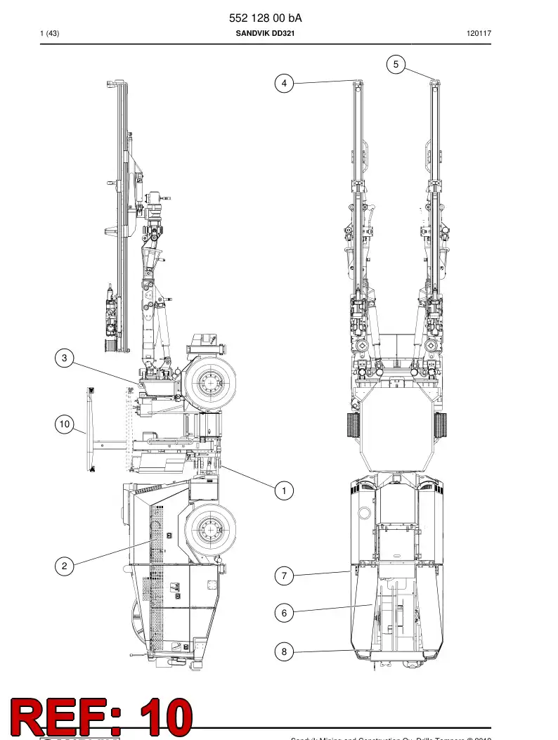 55212799a 552 127 99a Safety canopy module - Sandvik Technical Drawing