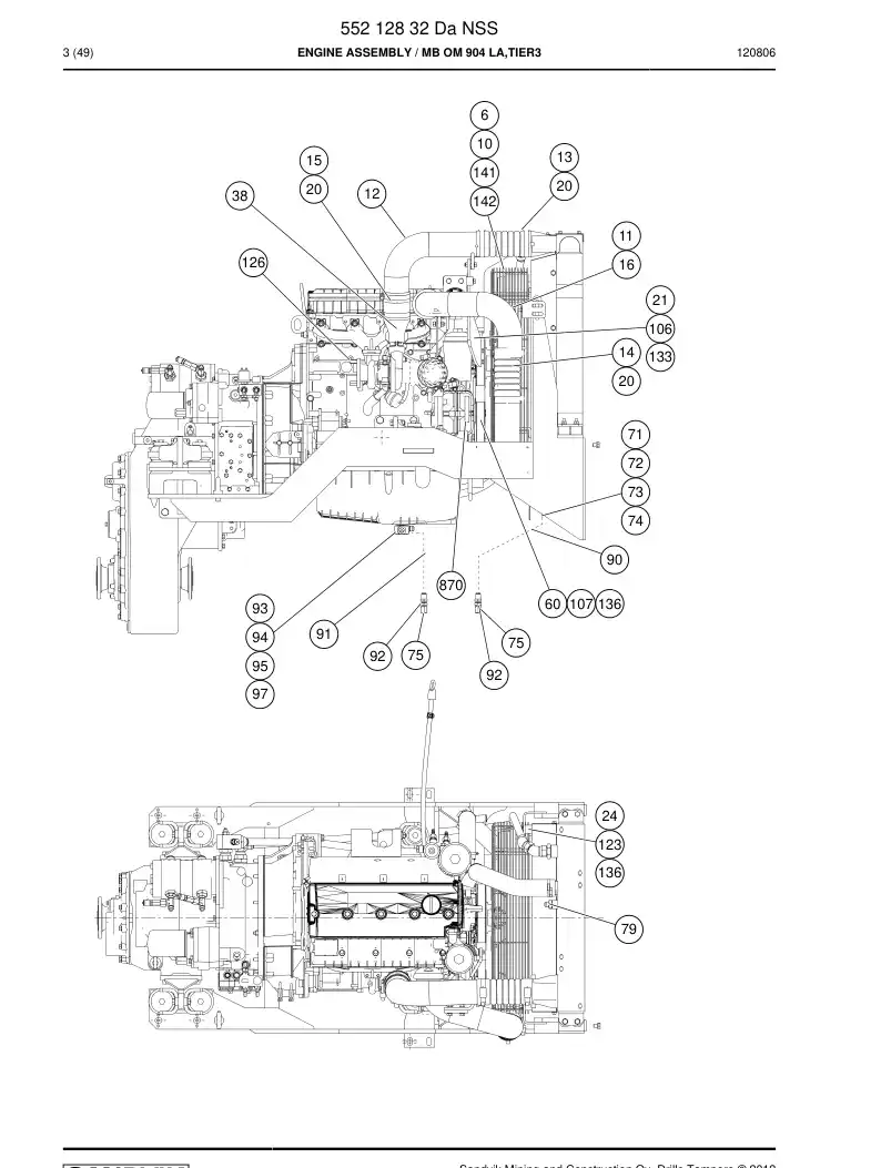 55212832 552 128 32 ENGINE ASSEMBLY - Sandvik Technical Drawing