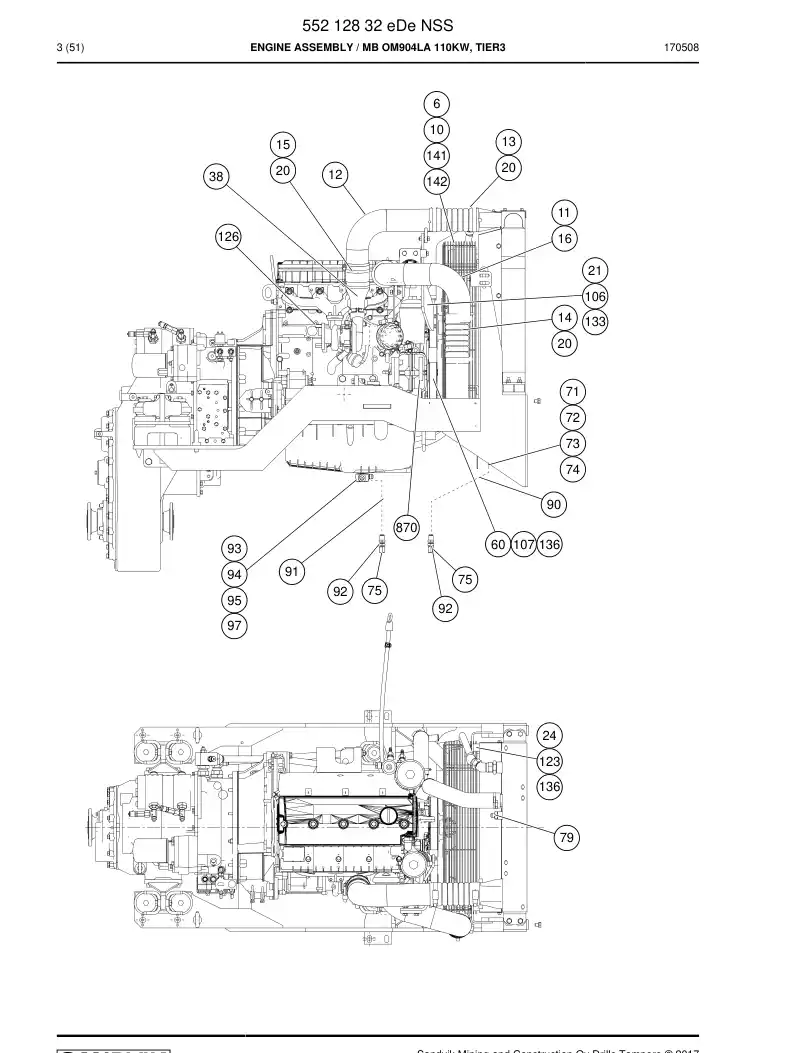 55212832e 552 128 32e Engine Assembly - Sandvik Technical Drawing