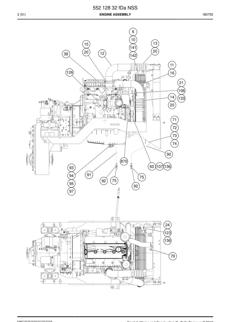 55212832f 552 128 32f Engine Assembly - Sandvik Technical Drawing