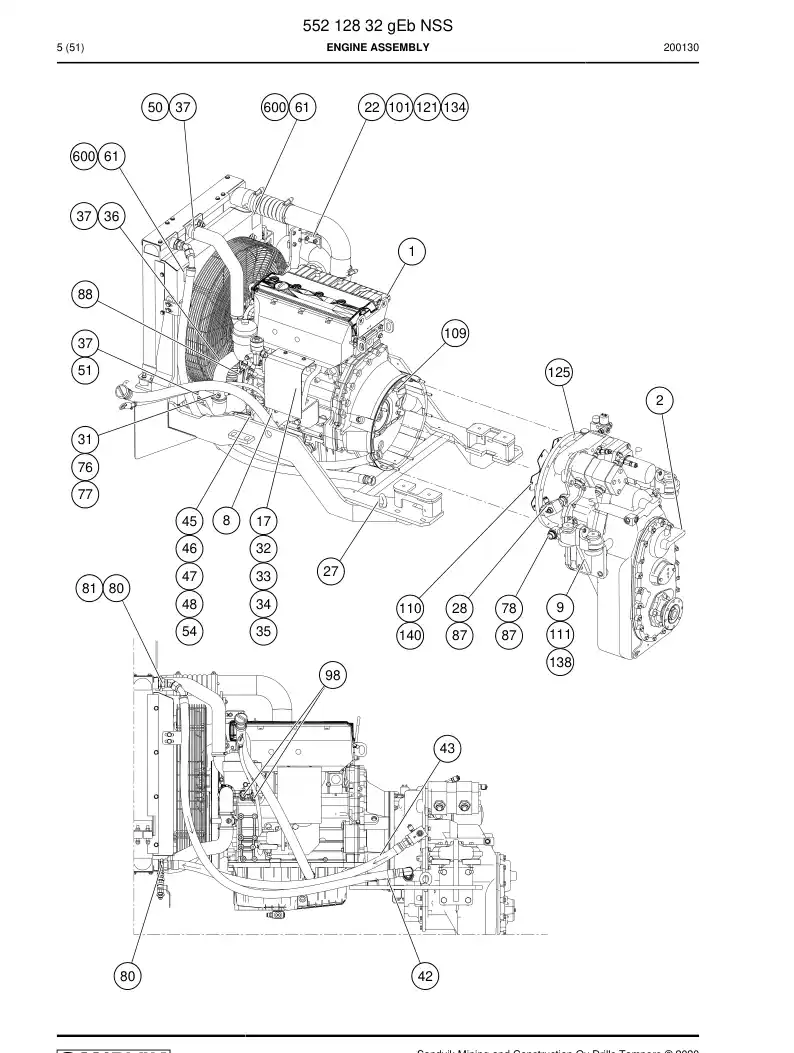 55212832g 552 128 32g Engine Assembly - Sandvik Technical Drawing