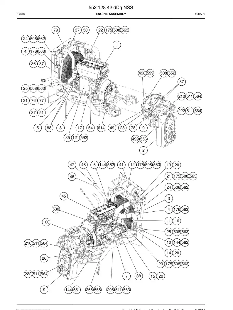 55212842d 552 128 42d Engine Assembly - Sandvik Technical Drawing