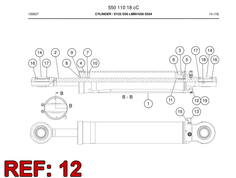 55212940 552 129 40 Valve, Over Center - Sandvik Technical Drawing