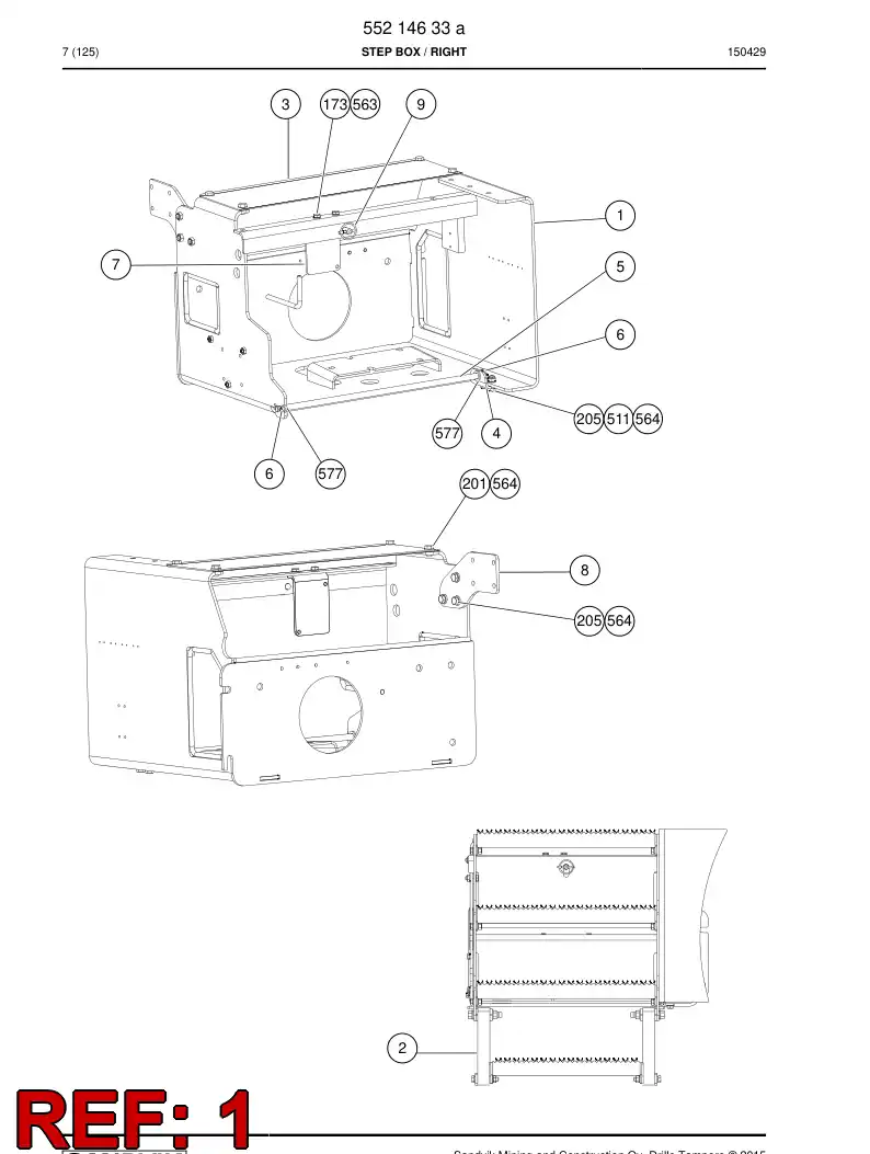 55212971a 552 129 71a Frame - Sandvik Technical Drawing