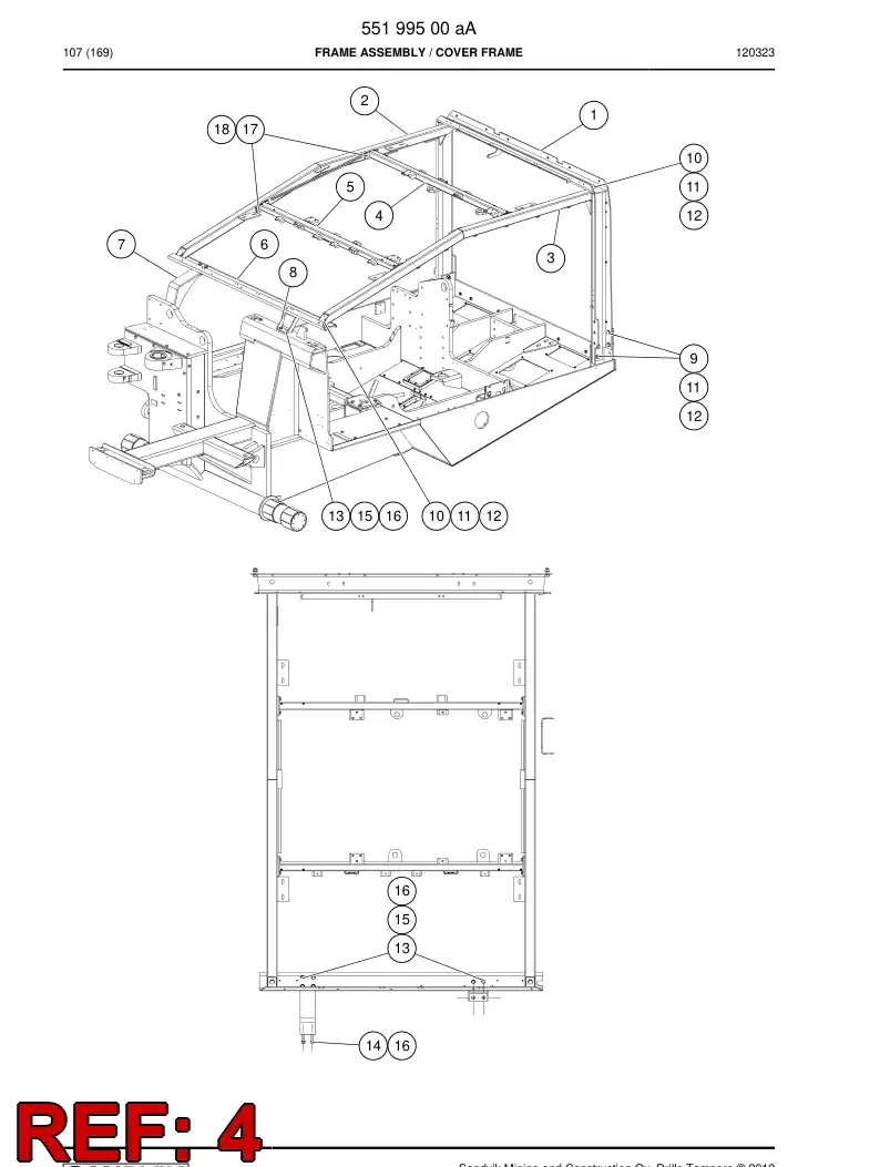 55213061 552 130 61 Beam, Cross - Sandvik Technical Drawing