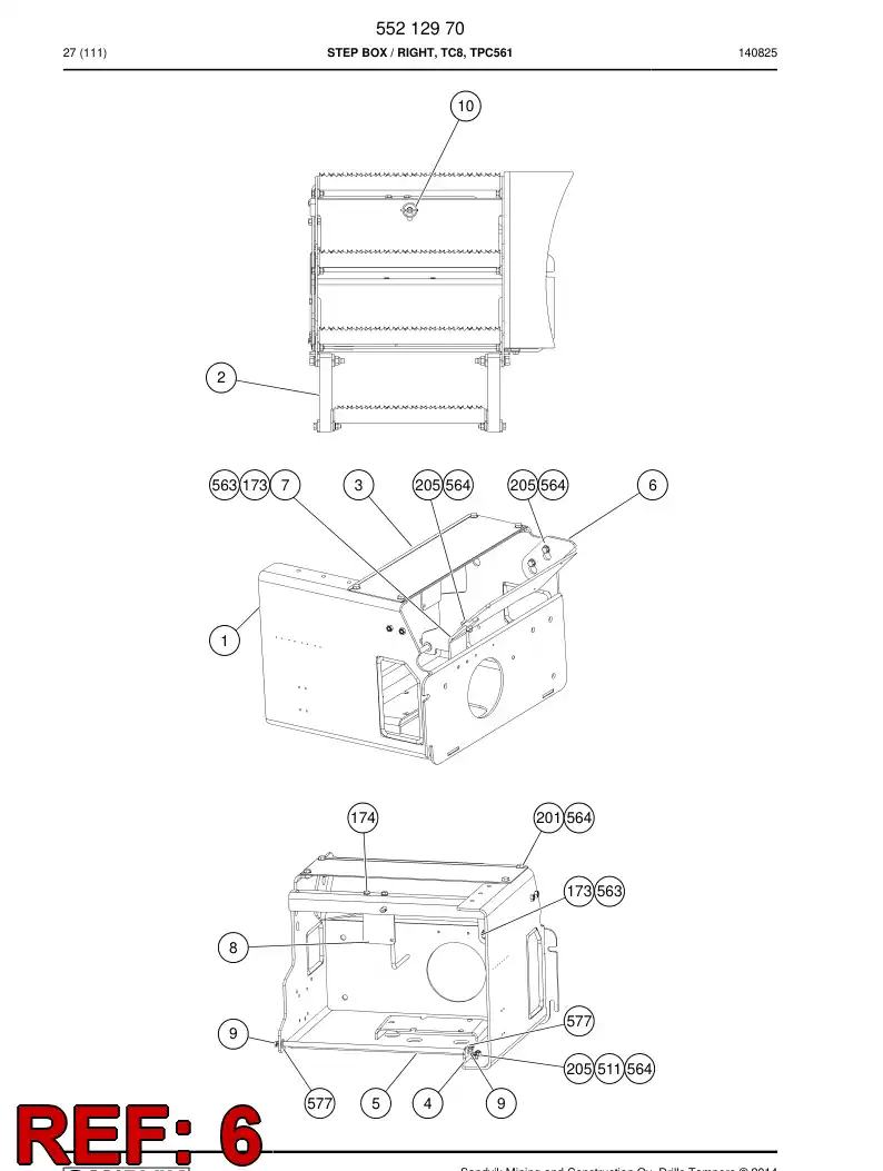 55213109a 552 131 09a Plate, Mounting - Sandvik Technical Drawing