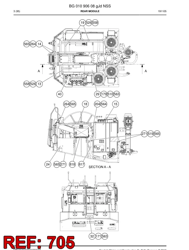 55213251a 552 132 51a Cable bumper rubber - Sandvik Technical Drawing