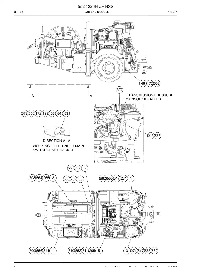 55213264a 552 132 64a Rear end module - Sandvik Technical Drawing