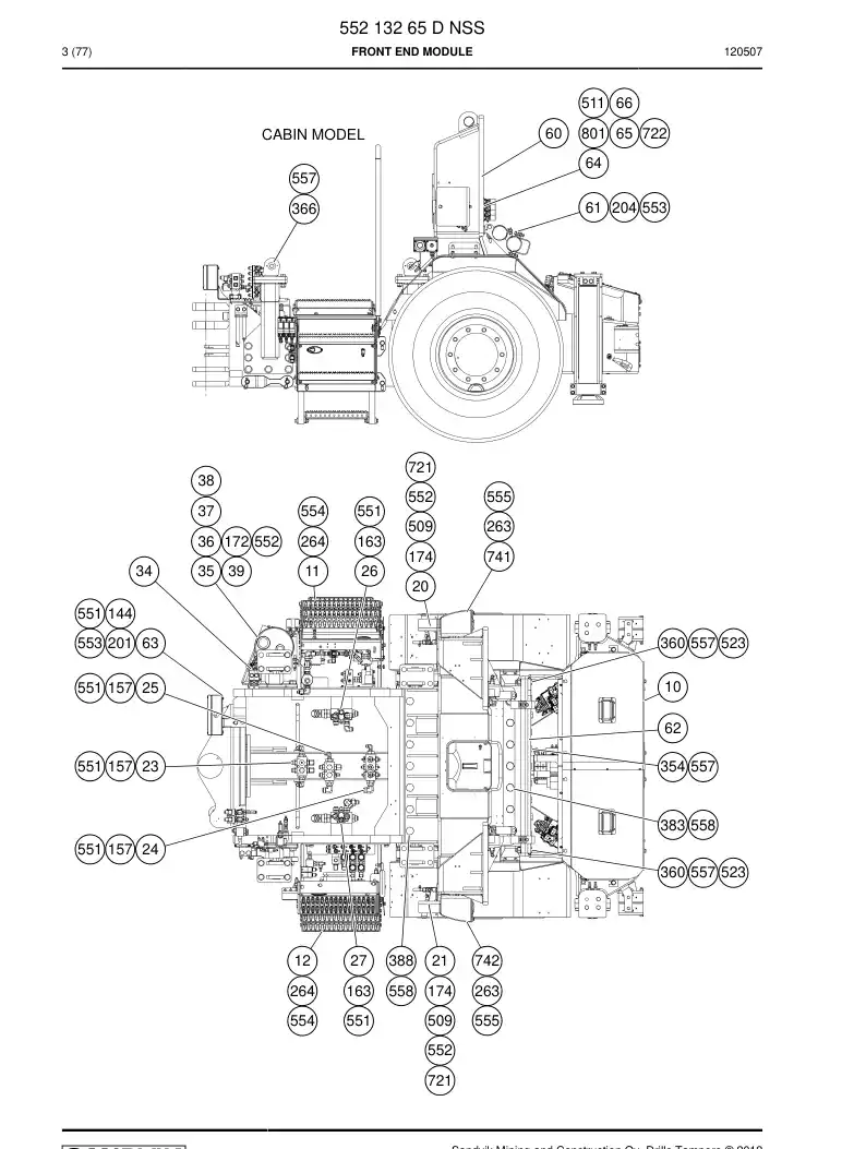 55213265 552 132 65 Front end module - Sandvik Technical Drawing
