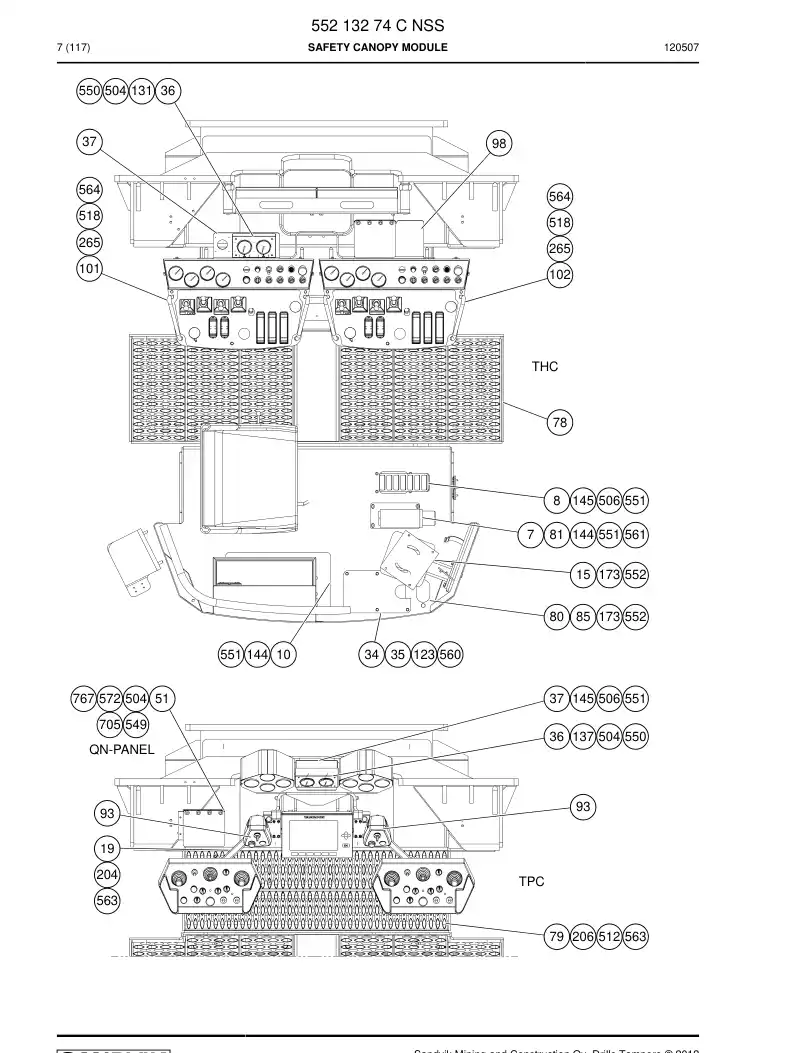 55213274 552 132 74 Safety canopy module - Sandvik Technical Drawing