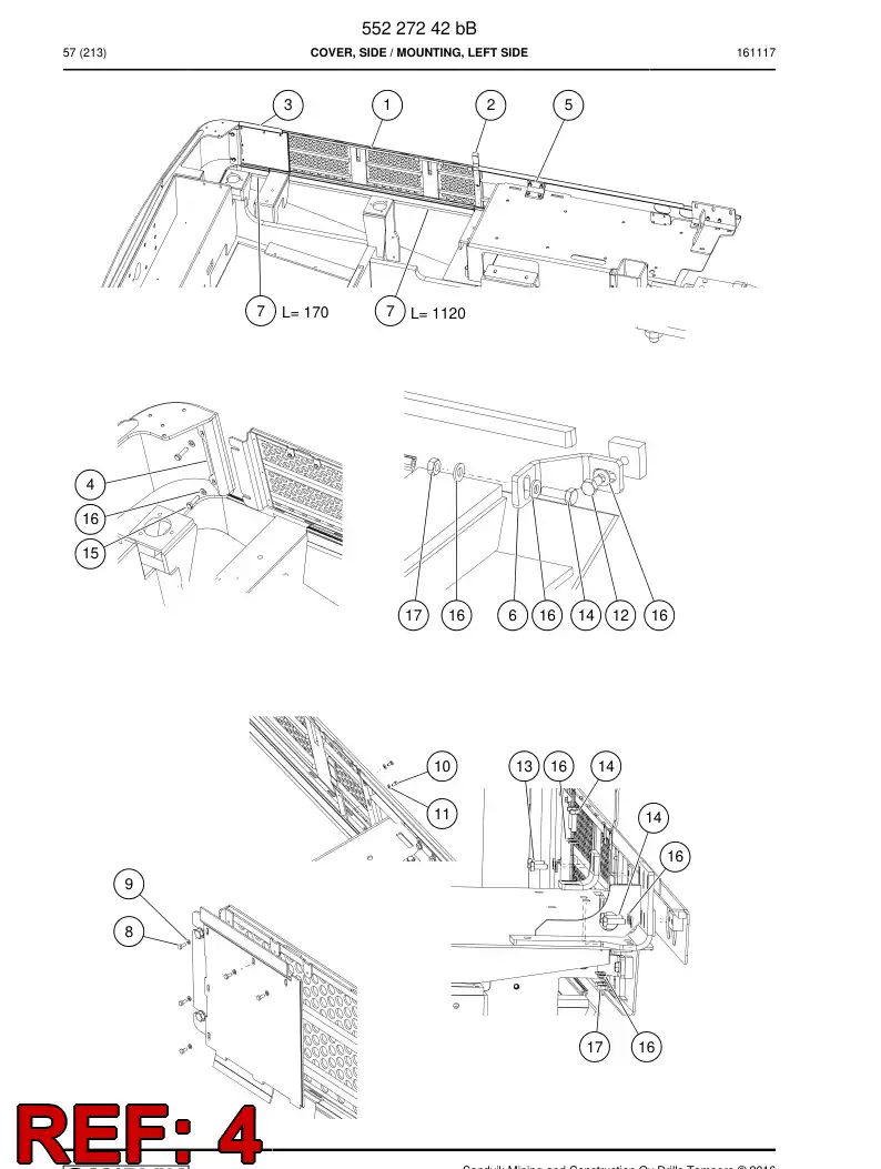 55213278 552 132 78 Plate, Mounting - Sandvik Technical Drawing