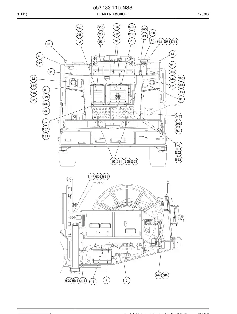 55213313b 552 133 13b Rear end module - Sandvik Technical Drawing