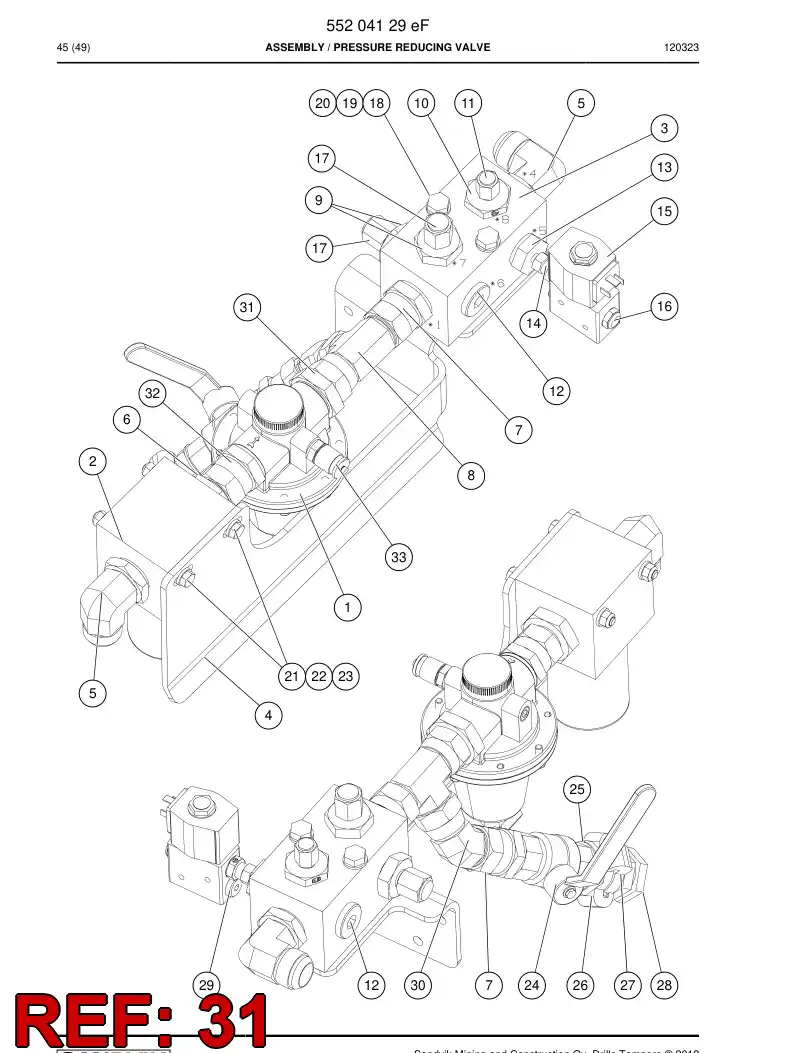 55213329 552 133 29 Straight thread adapter - Sandvik Technical Drawing