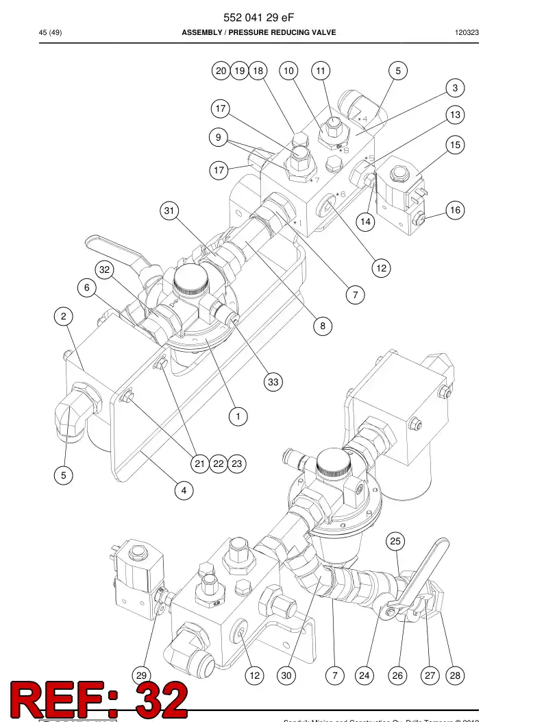 55213330 552 133 30 Swivel nut male adapter - Sandvik Technical Drawing