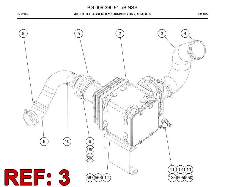 55213361 552 133 61 Pipe, Intake - Sandvik Technical Drawing