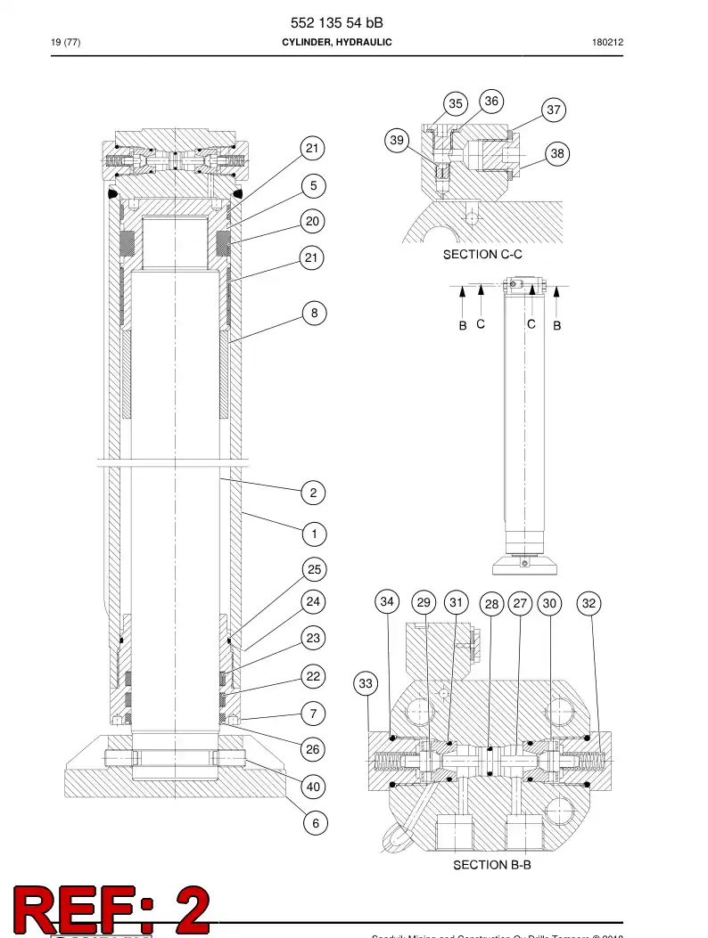 55213557a 552 135 57a Rod, PISTON - Sandvik Technical Drawing