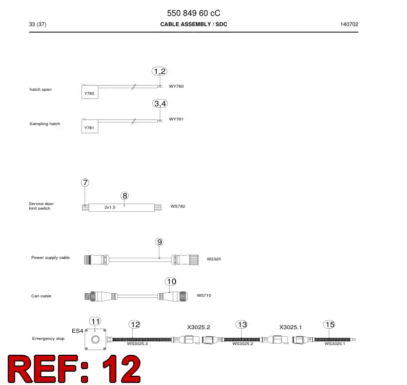 55213877 552 138 77 Cable Assembly - Sandvik Technical Drawing