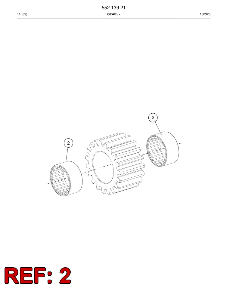 55213915 552 139 15 Bearing, Needle - Sandvik Technical Drawing
