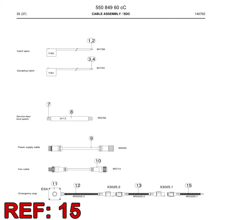 55213930 552 139 30 Cable Assembly - Sandvik Technical Drawing