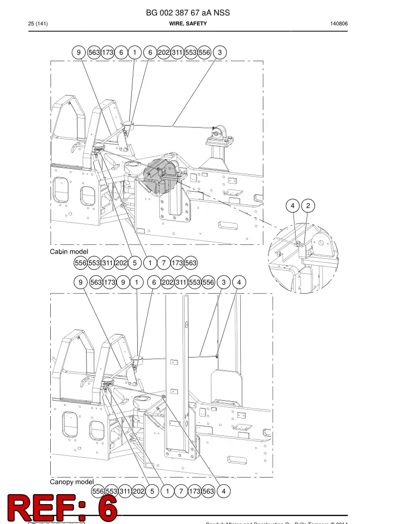 55214036 552 140 36 Plate, Mounting - Sandvik Technical Drawing