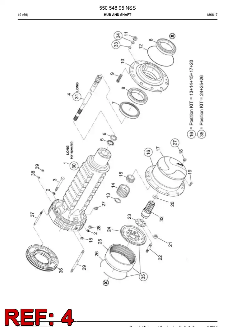 55214038 552 140 38 Shaft - Sandvik Technical Drawing
