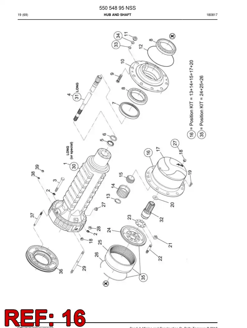 55214039 552 140 39 Planet Gear Assembly - Sandvik Technical Drawing