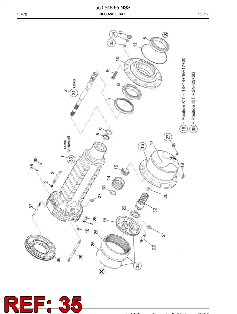 55214048 552 140 48 Ring Gear Assembly - Sandvik Technical Drawing