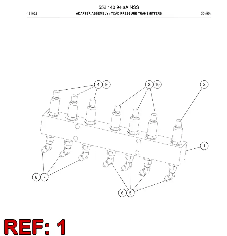 55214057a 552 140 57a Block, Lubricant Fittings - Sandvik Technical Drawing