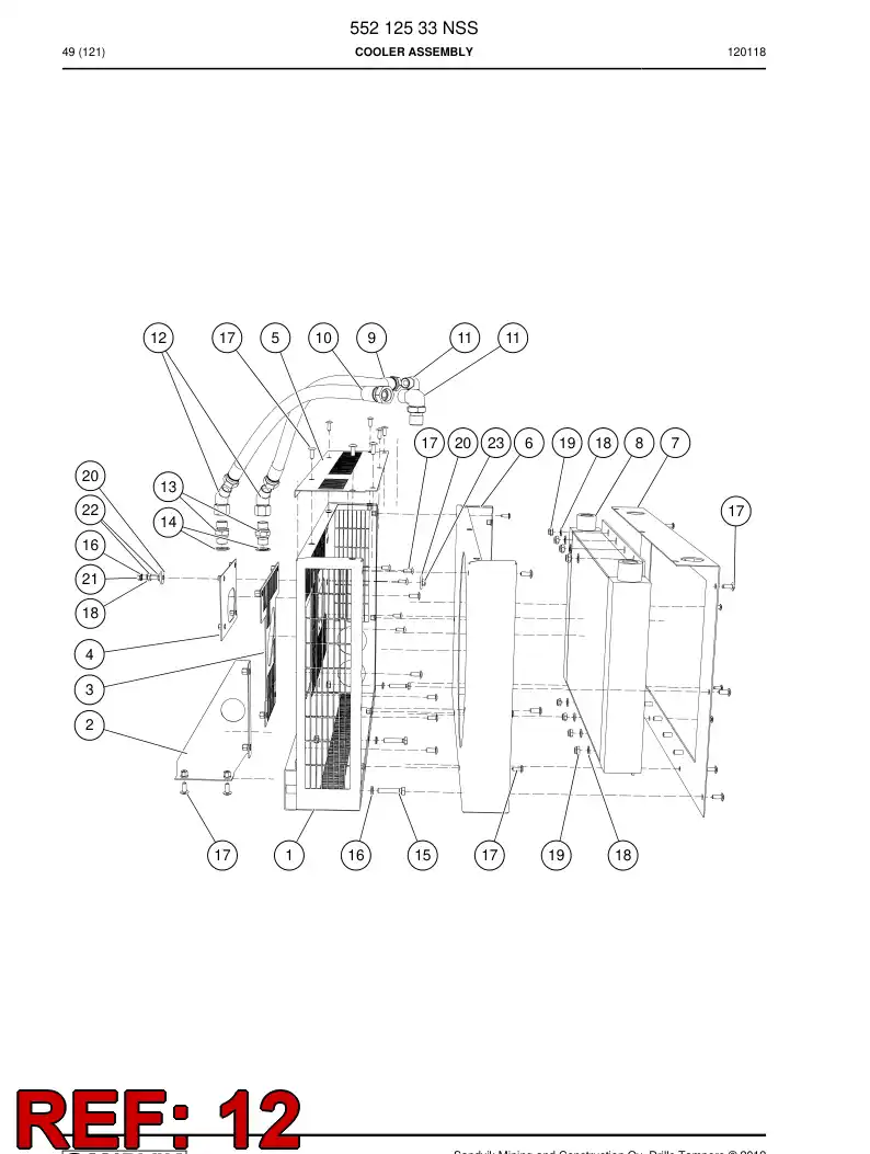 55214081 552 140 81 Adapter, Elbow - Sandvik Technical Drawing