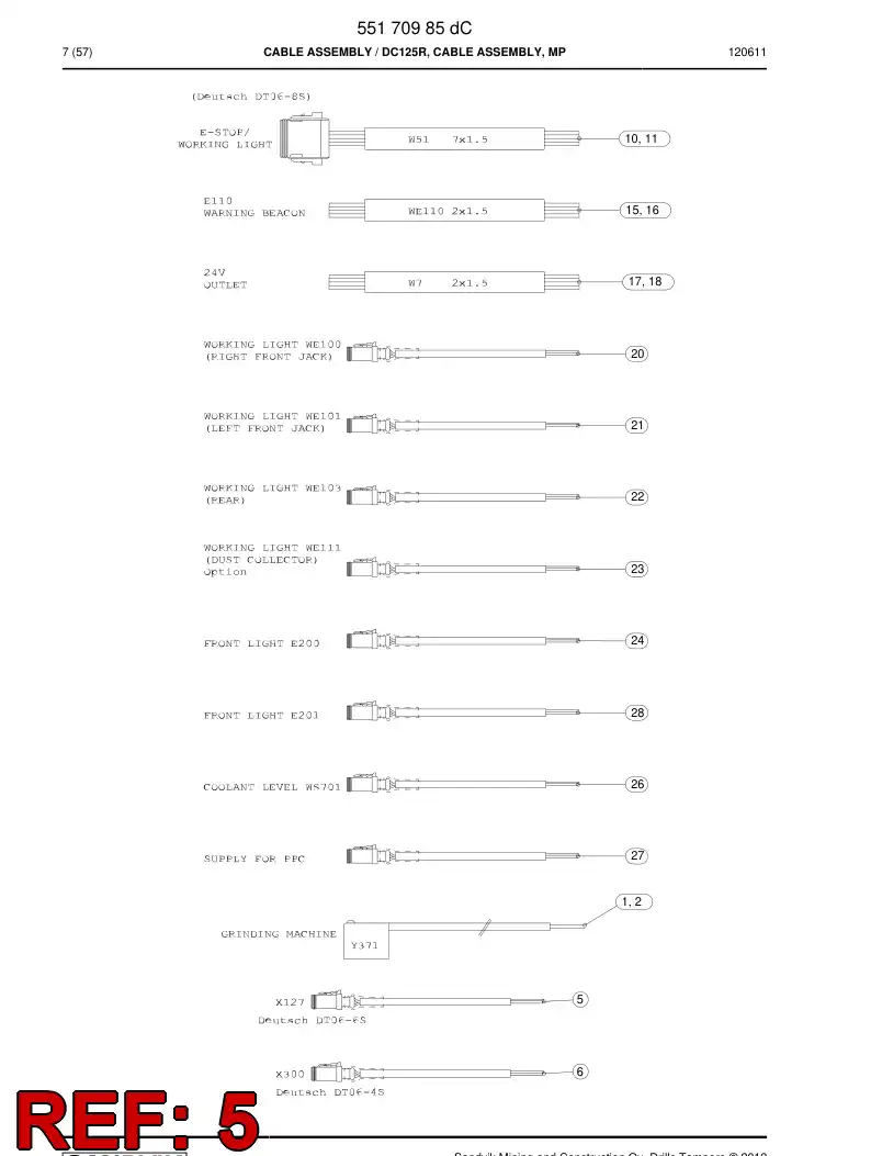 55214135 552 141 35 Cable Assembly - Sandvik Technical Drawing