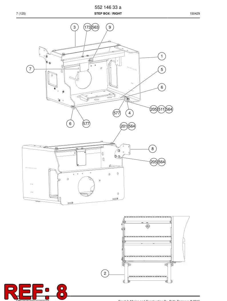 55214150 552 141 50 Plate, Mounting - Sandvik Technical Drawing