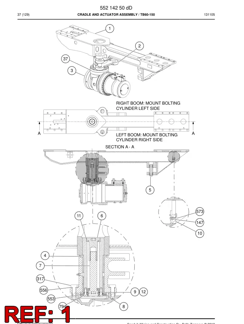 55214251 552 142 51 Cradle Assembly - Sandvik Technical Drawing