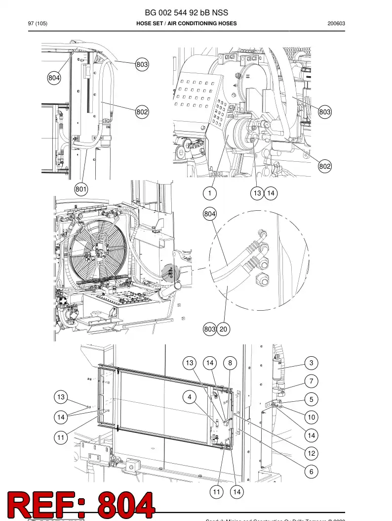 55214593a 552 145 93a Hose Assembly, Refrigeration - Sandvik Technical Drawing